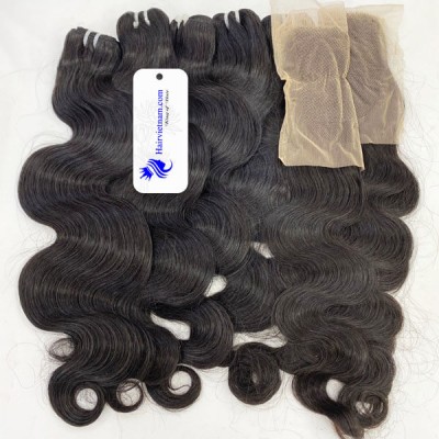 Vietnamese Body Wavy Human Hair Bundles With Closure